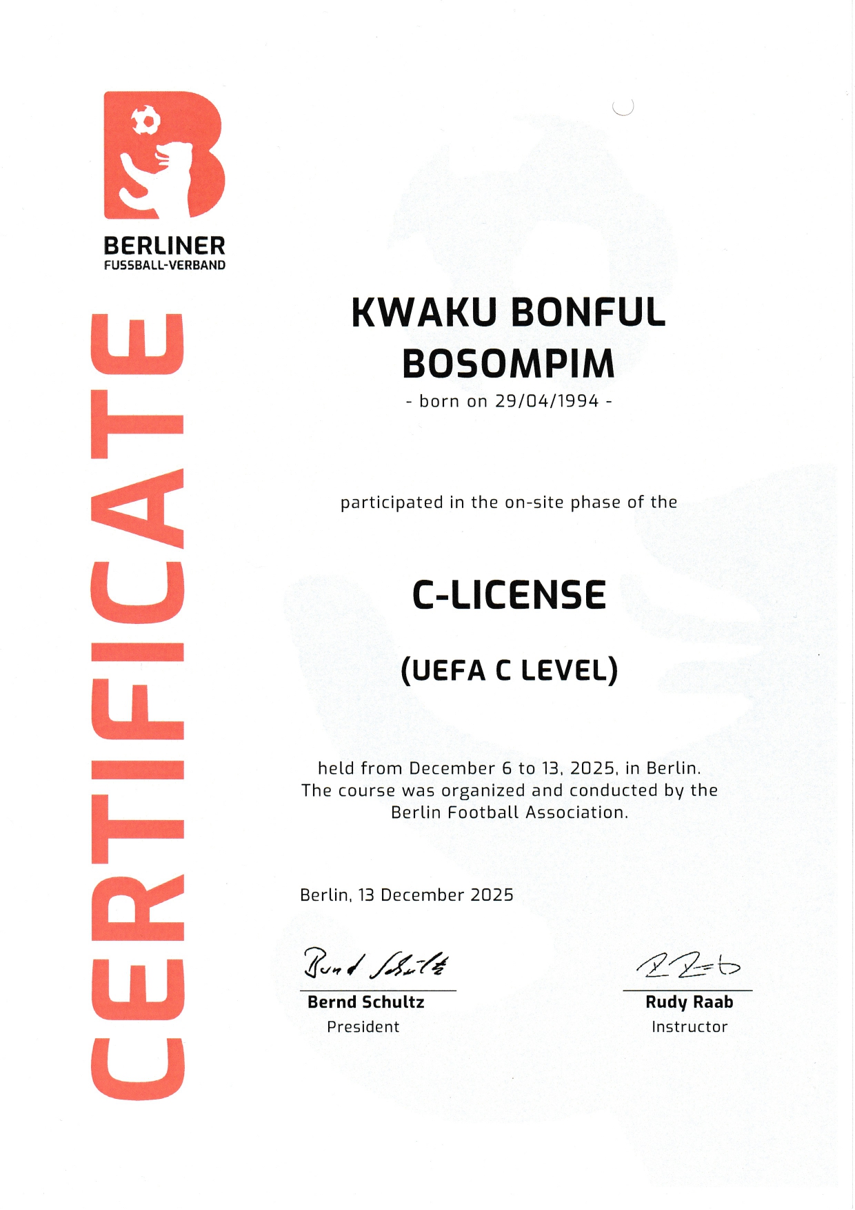 UEFA C Certificate
